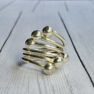 Sterling Silver Triple Layer Beaded Wrap Ring